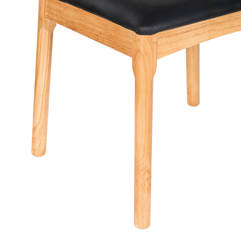 Artiss Dining Chair Rubber Wood Leather Seat Black - Image 4
