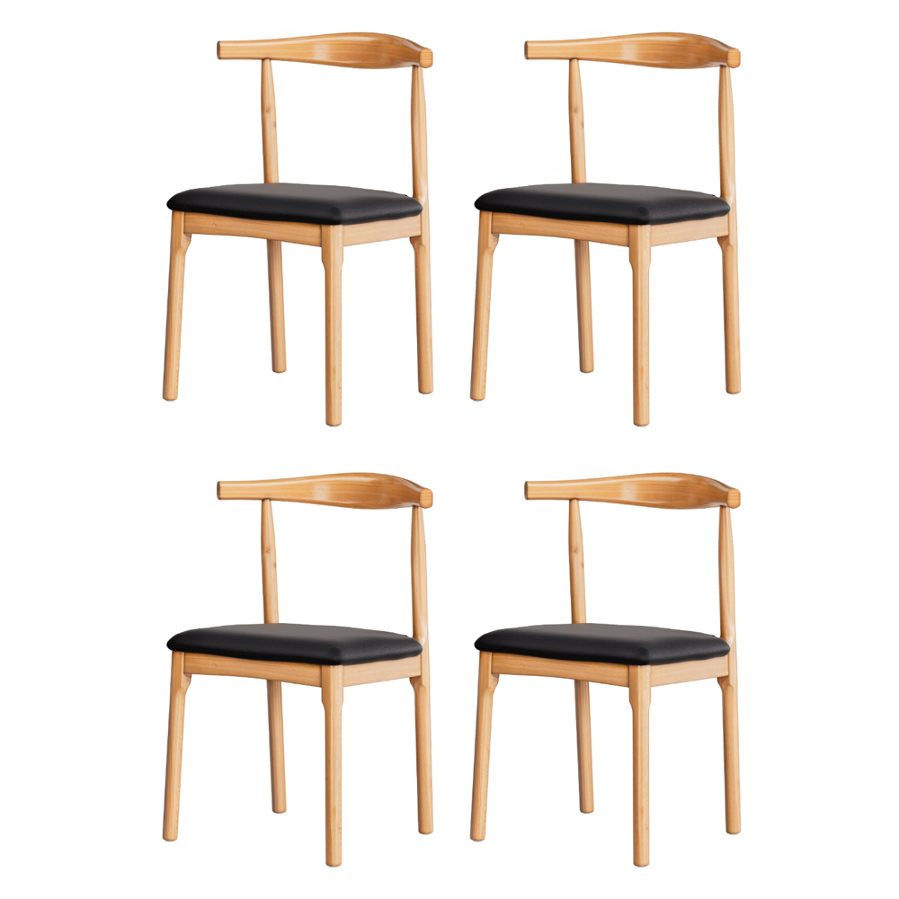 Artiss 4x Dining Chairs Rubber Wood Leather Seat Black - Image 1