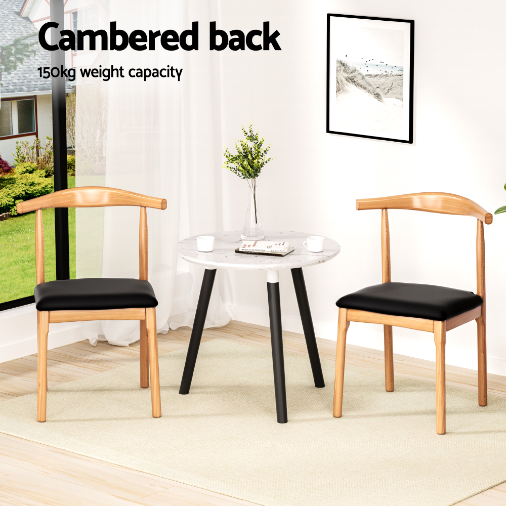 Artiss 4x Dining Chairs Rubber Wood Leather Seat Black - Image 4