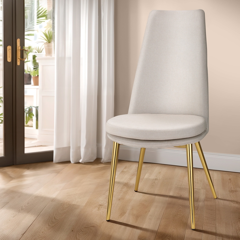 Artiss Dining Chairs Set of 2 Linen Fabric High Back Beige - Image 1