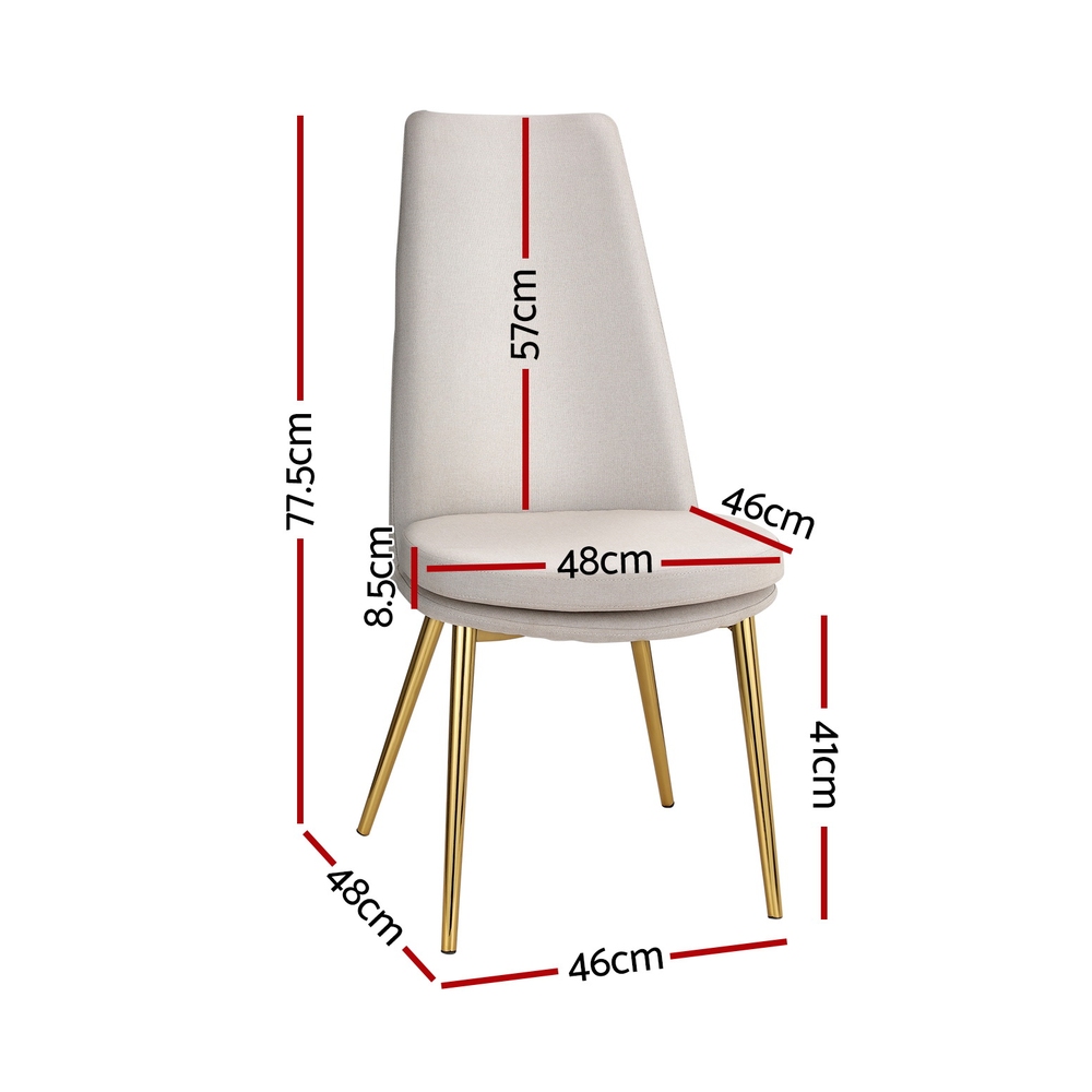 Artiss Dining Chairs Set of 2 Linen Fabric High Back Beige - Image 2