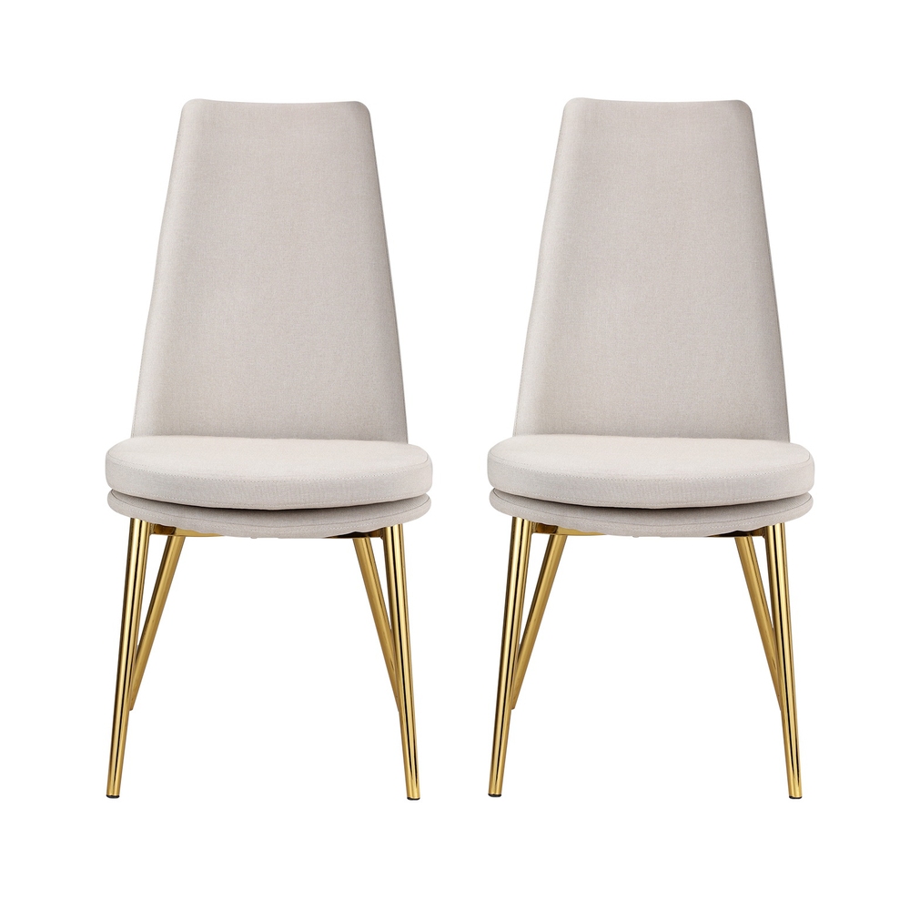 Artiss Dining Chairs Set of 2 Linen Fabric High Back Beige - Image 3