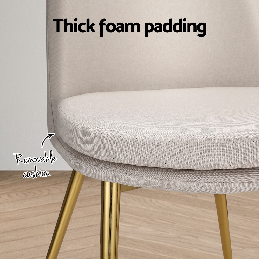 Artiss Dining Chairs Set of 2 Linen Fabric High Back Beige - Image 6