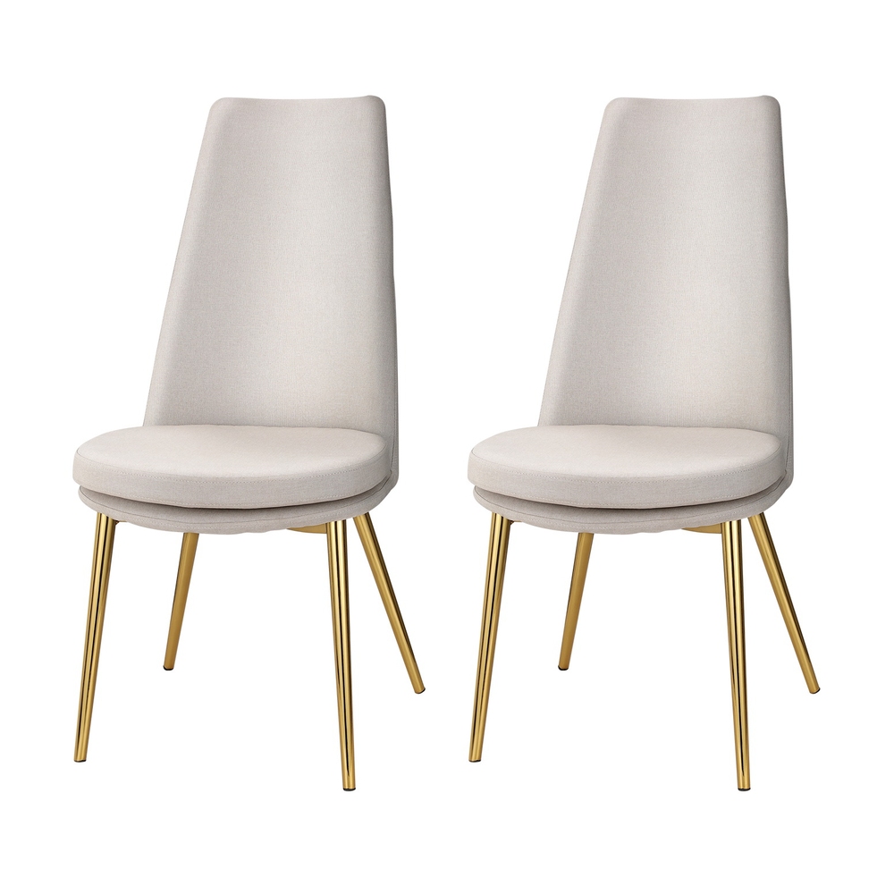 Artiss Dining Chairs Set of 2 Linen Fabric High Back Beige - Image 7