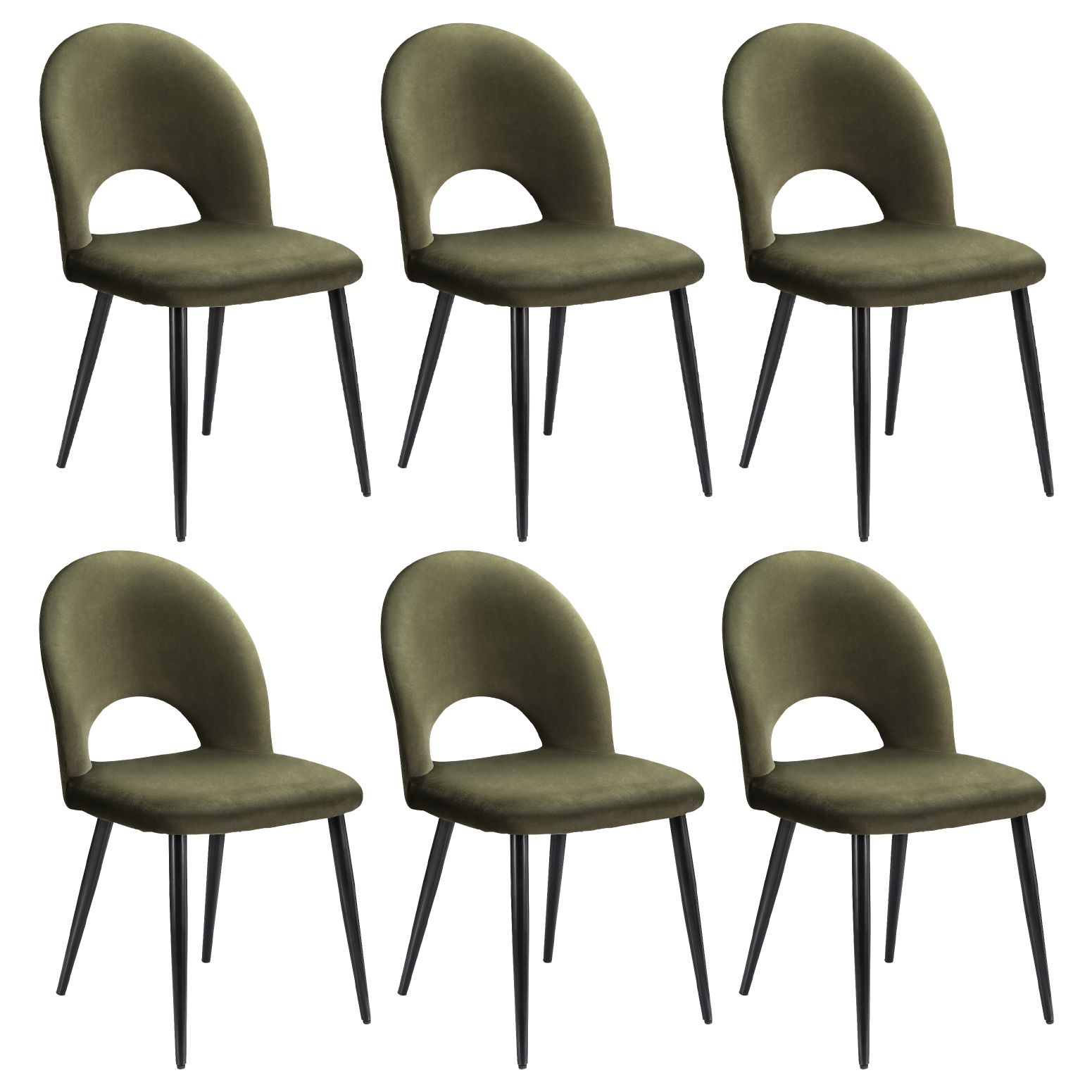 Artiss Dining Chairs Set of 6 Velvet Hollow Green - Image 1
