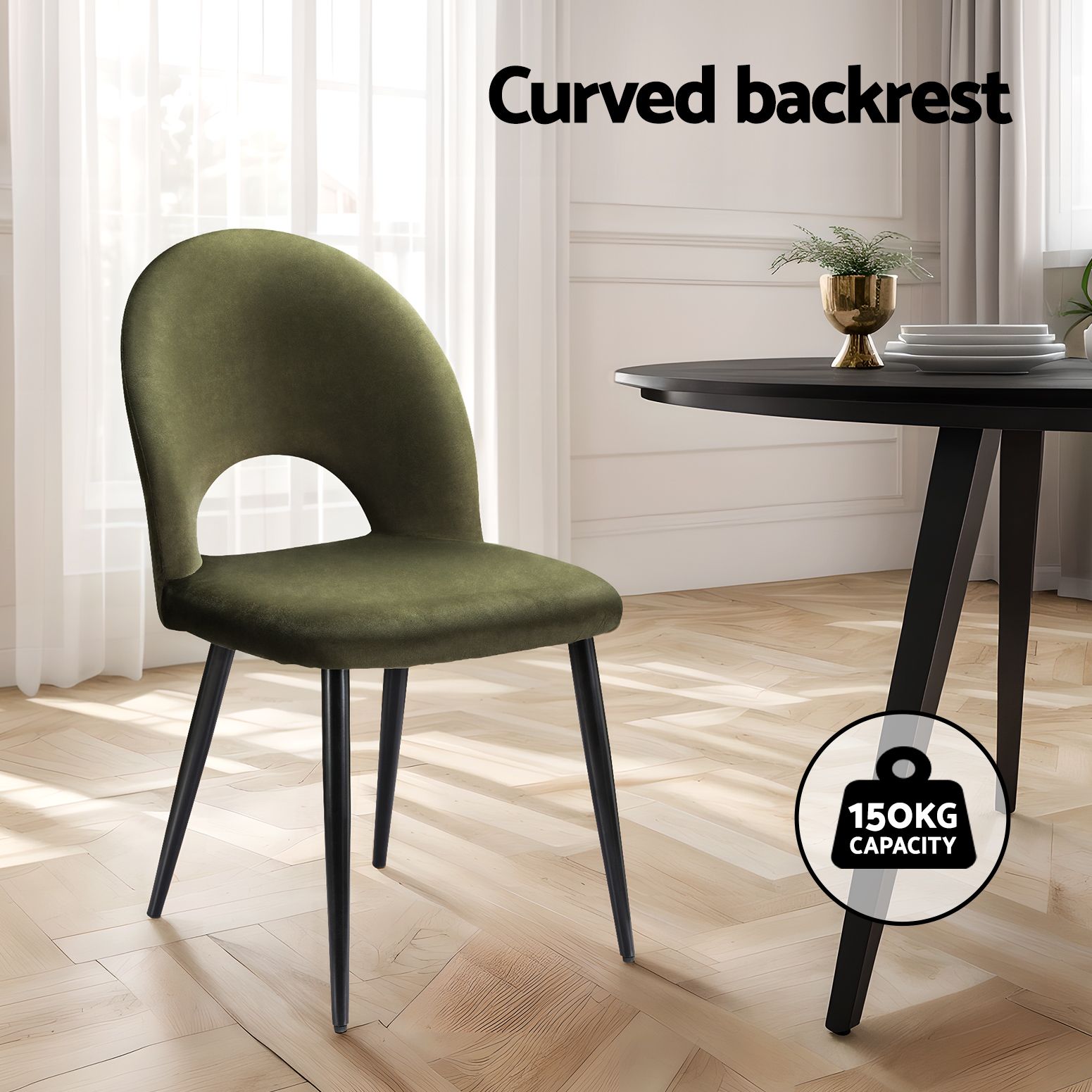Artiss Dining Chairs Set of 6 Velvet Hollow Green - Image 6