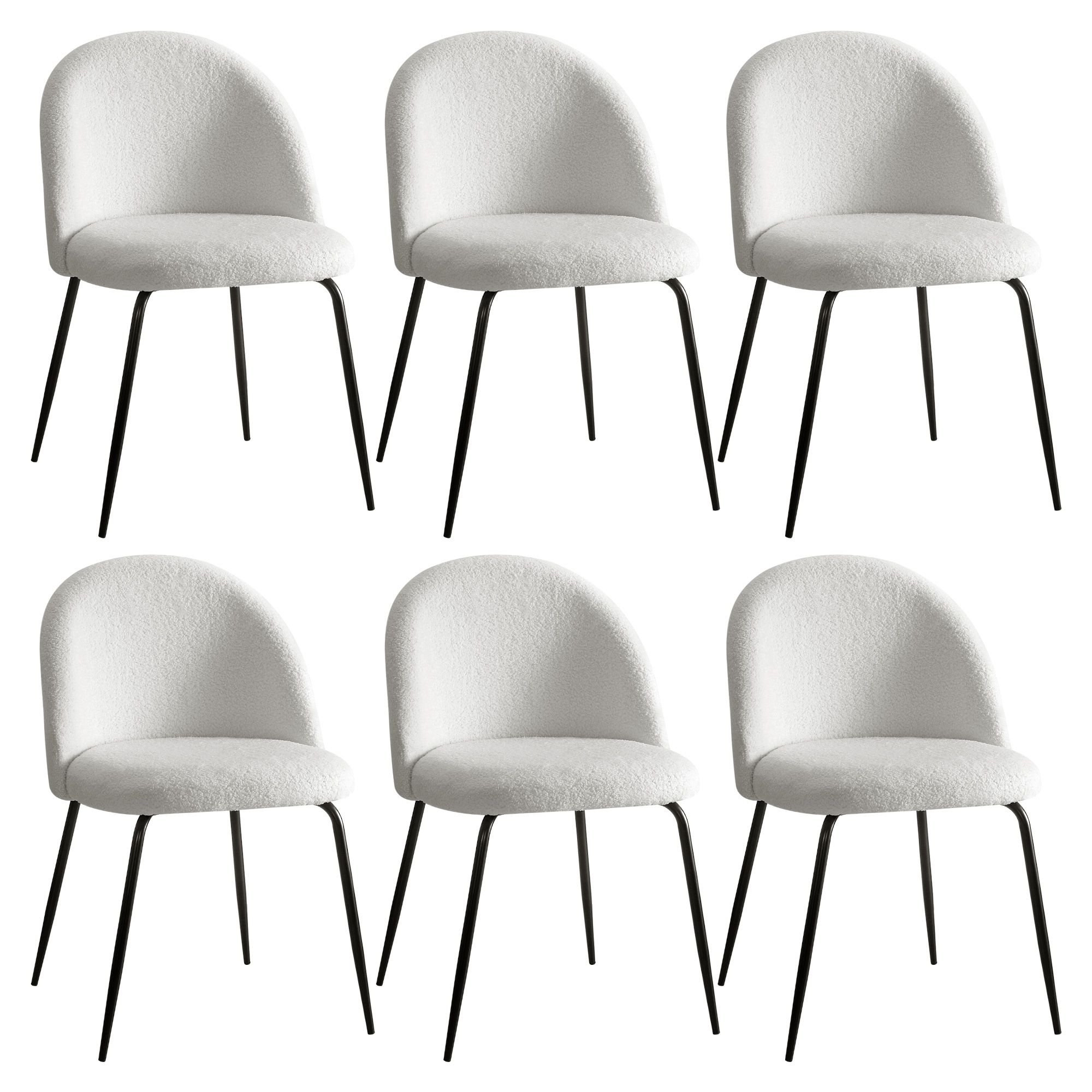 Artiss Dining Chairs Set of 6 Sherpa Boucle White - Image 1