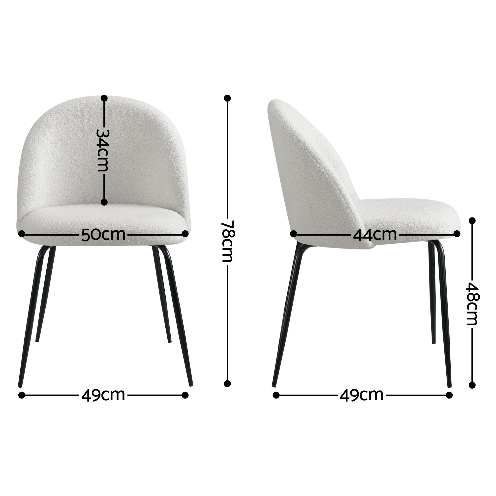 Artiss Dining Chairs Set of 6 Sherpa Boucle White - Image 2