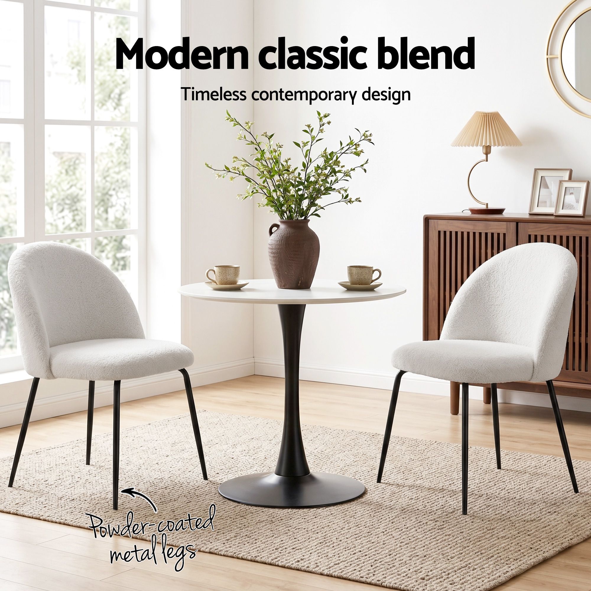 Artiss Dining Chairs Set of 6 Sherpa Boucle White - Image 7