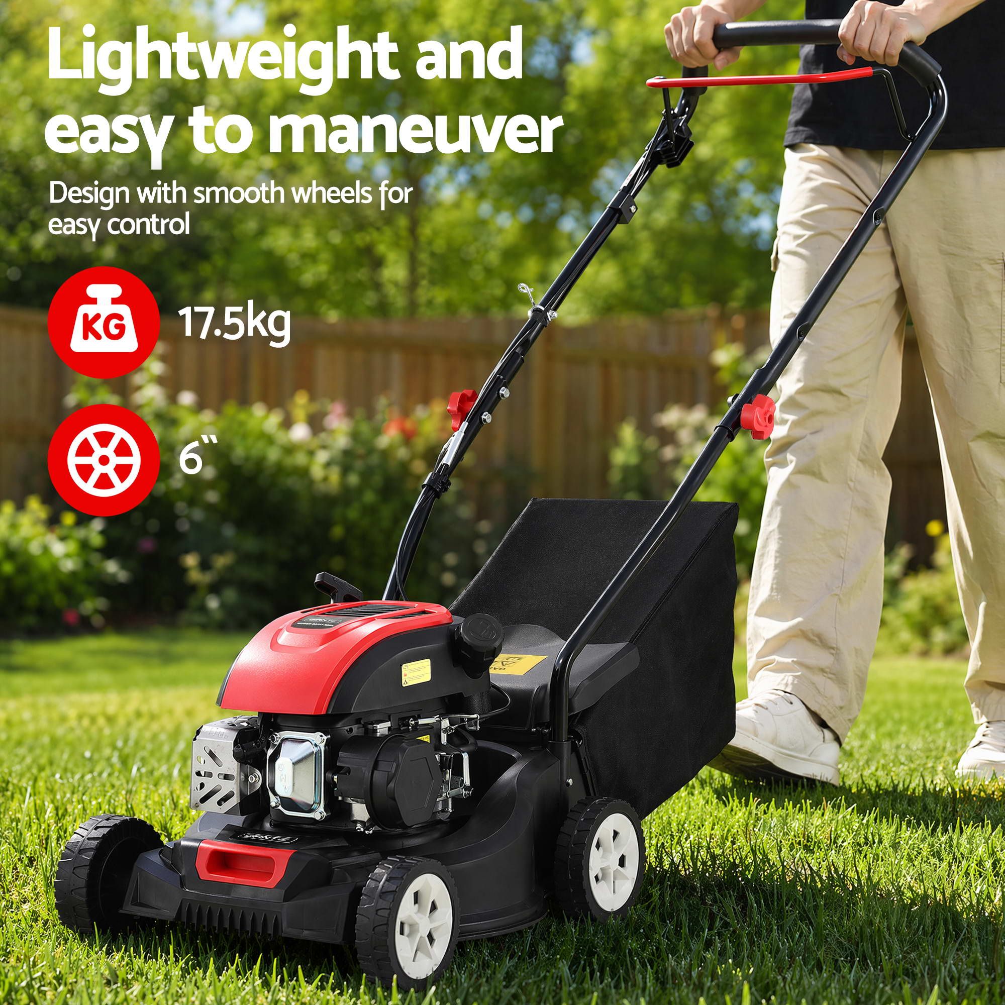 Giantz Petrol Lawn Mower 149cc 4 Stroke Hand Push 16in Grass Cutter Lawnmower - Image 4