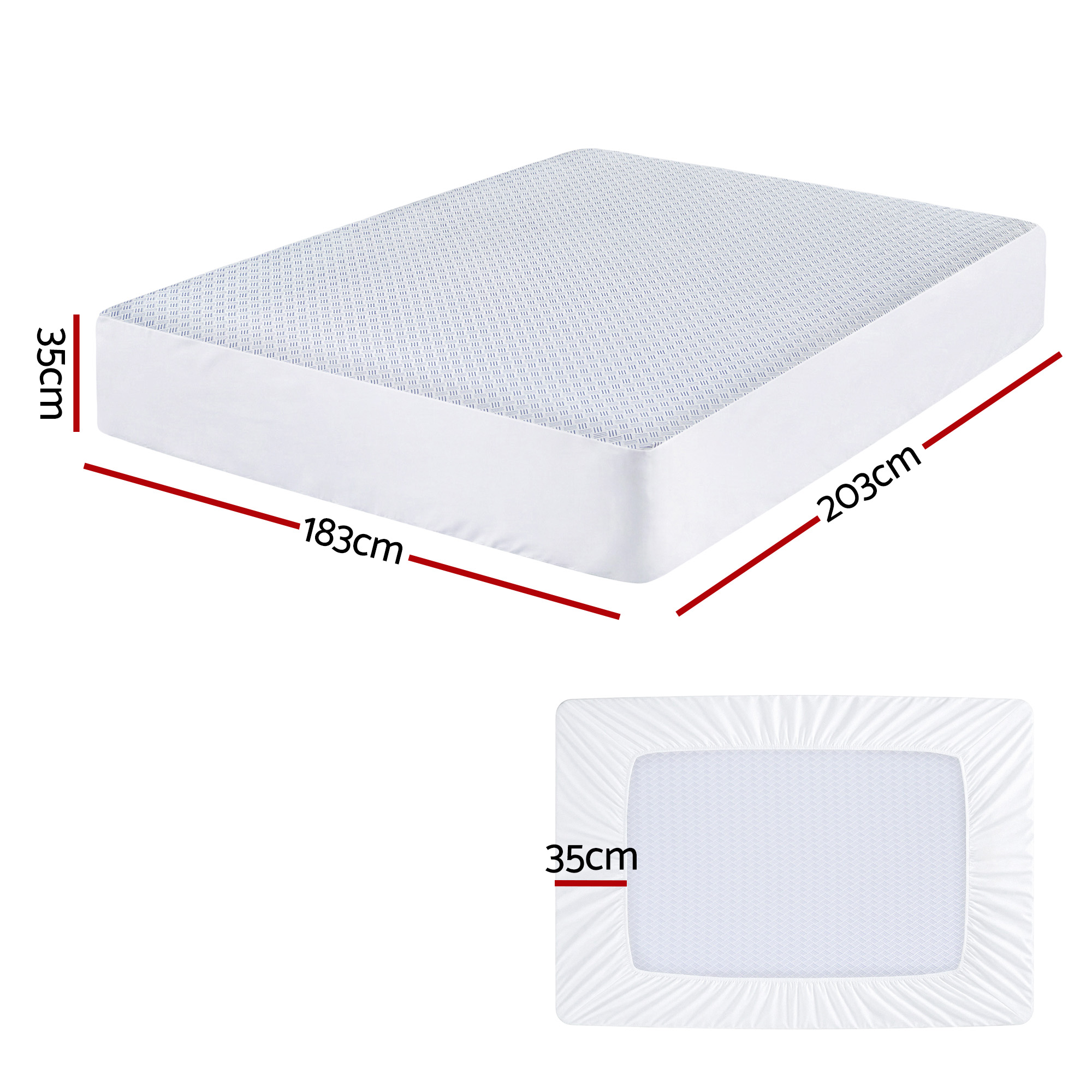 Giselle Cooling Mattress Protector Waterproof Deep Pocket Fitted Cover King - Image 3