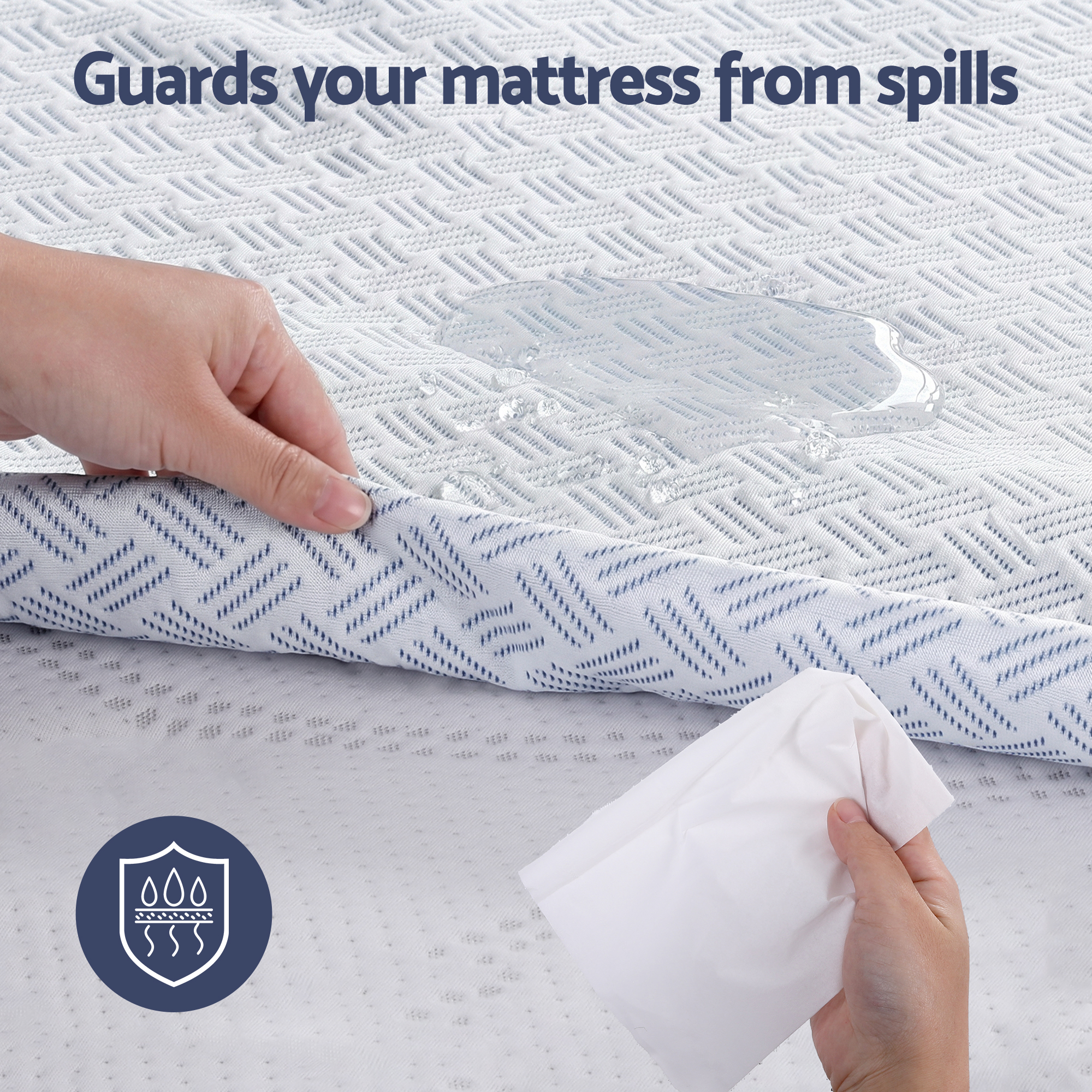 Giselle Cooling Mattress Protector Waterproof Deep Pocket Fitted Cover King Single - Image 6