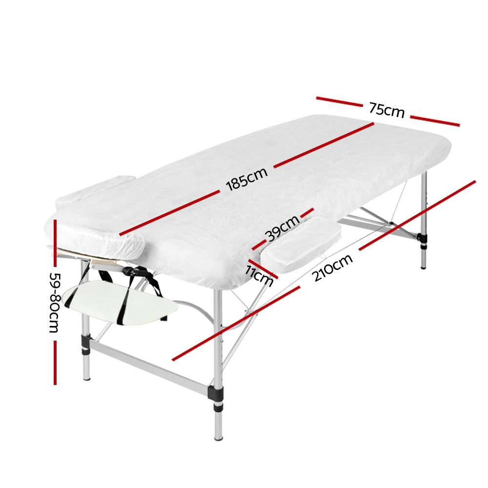 Zenses Massage Table 75cm Portable 3 Fold Aluminium Beauty Bed White - Image 2
