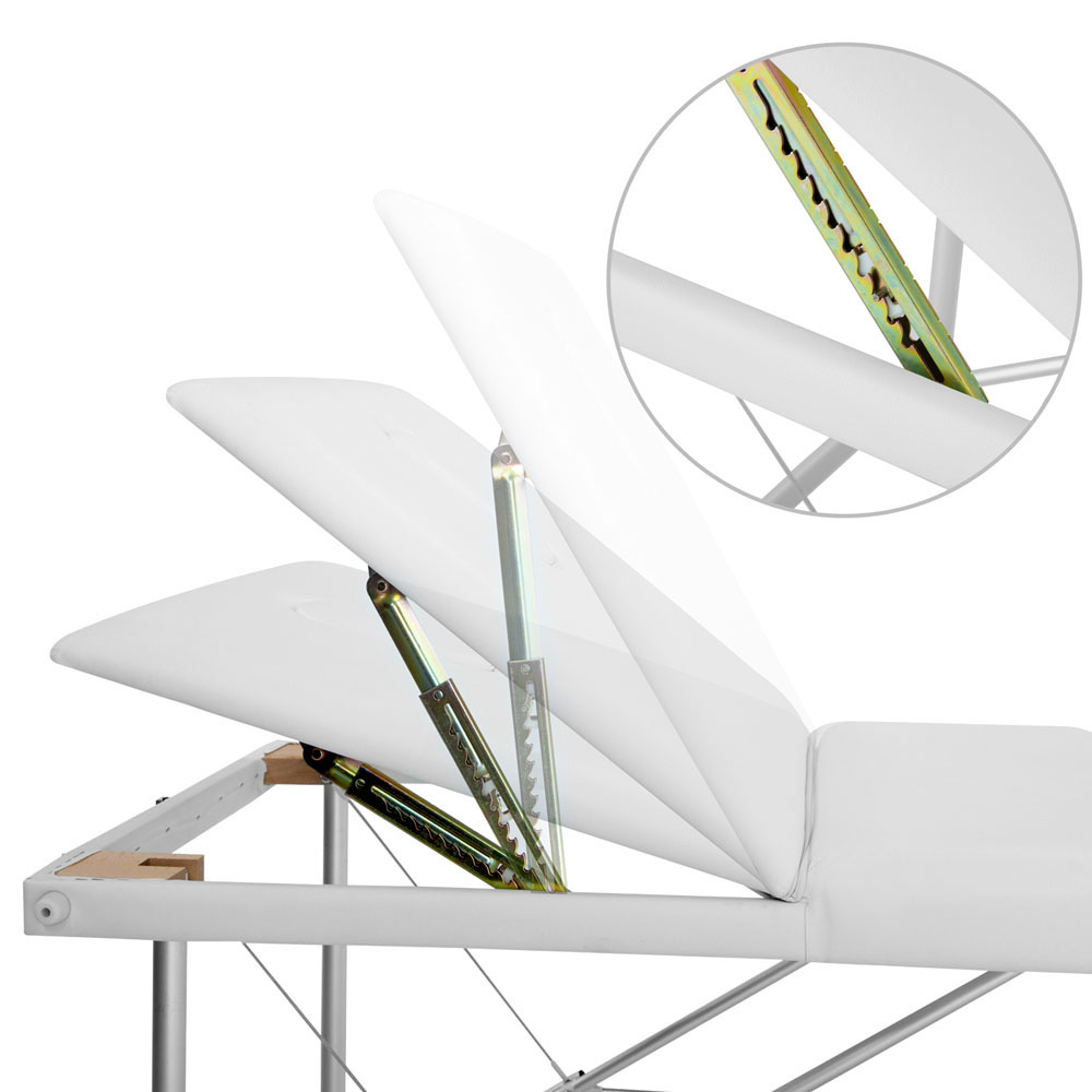 Zenses Massage Table 75cm Portable 3 Fold Aluminium Beauty Bed White - Image 7