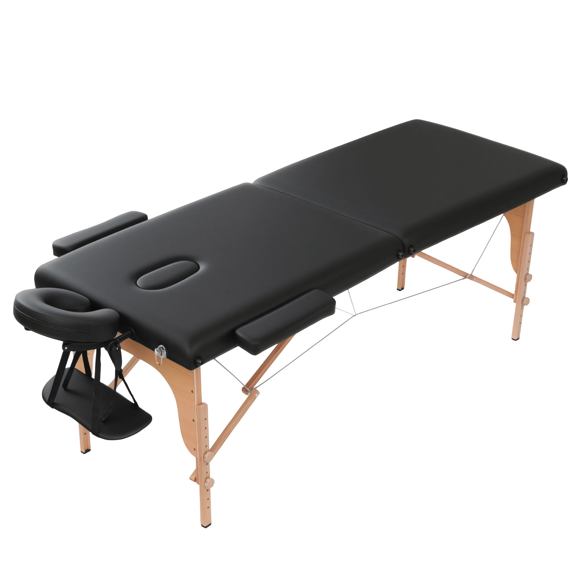 Zenses Massage Table 70cm Portable 2 Fold Wooden Beauty Waxing Therapy Bed Black - Image 2