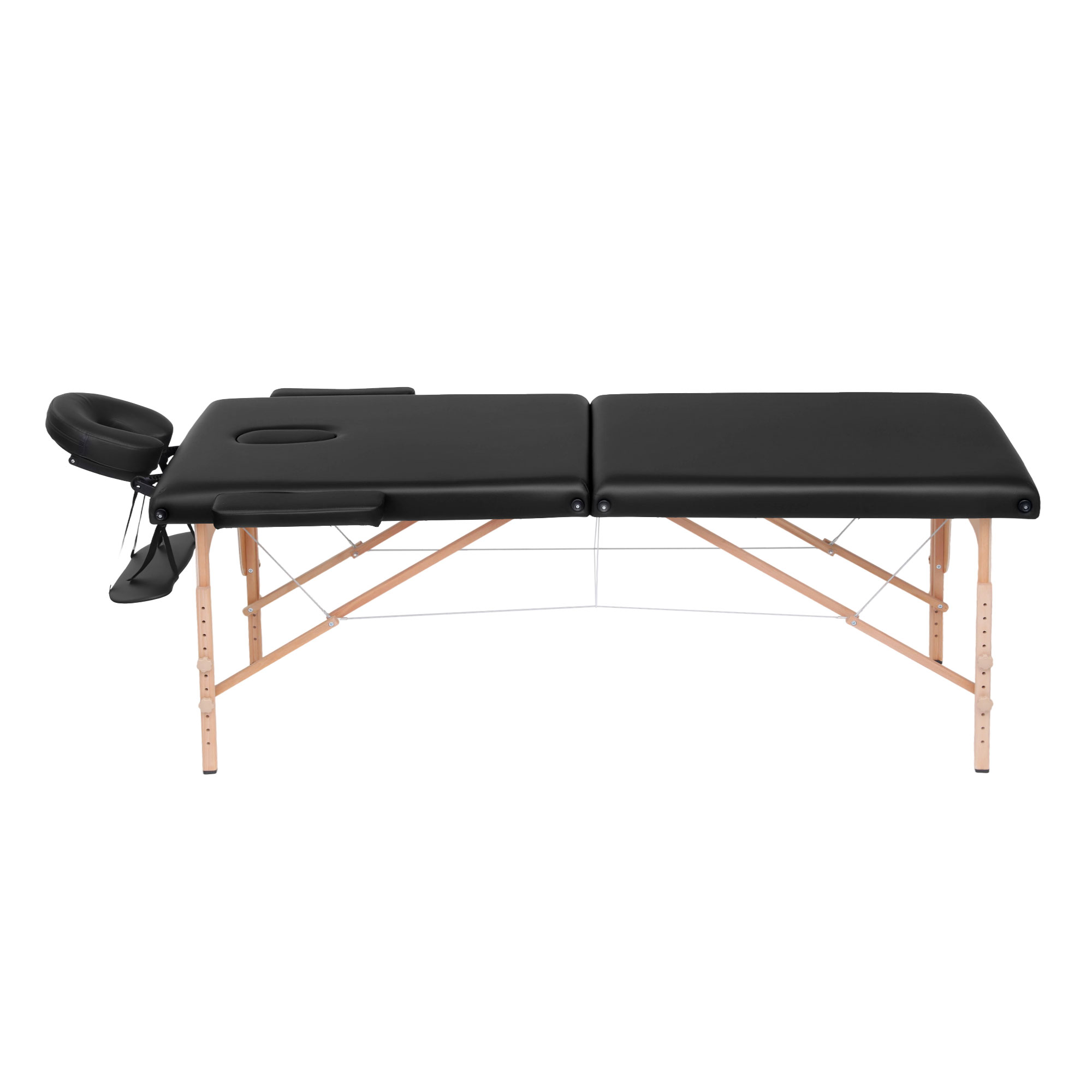 Zenses Massage Table 70cm Portable 2 Fold Wooden Beauty Waxing Therapy Bed Black - Image 4
