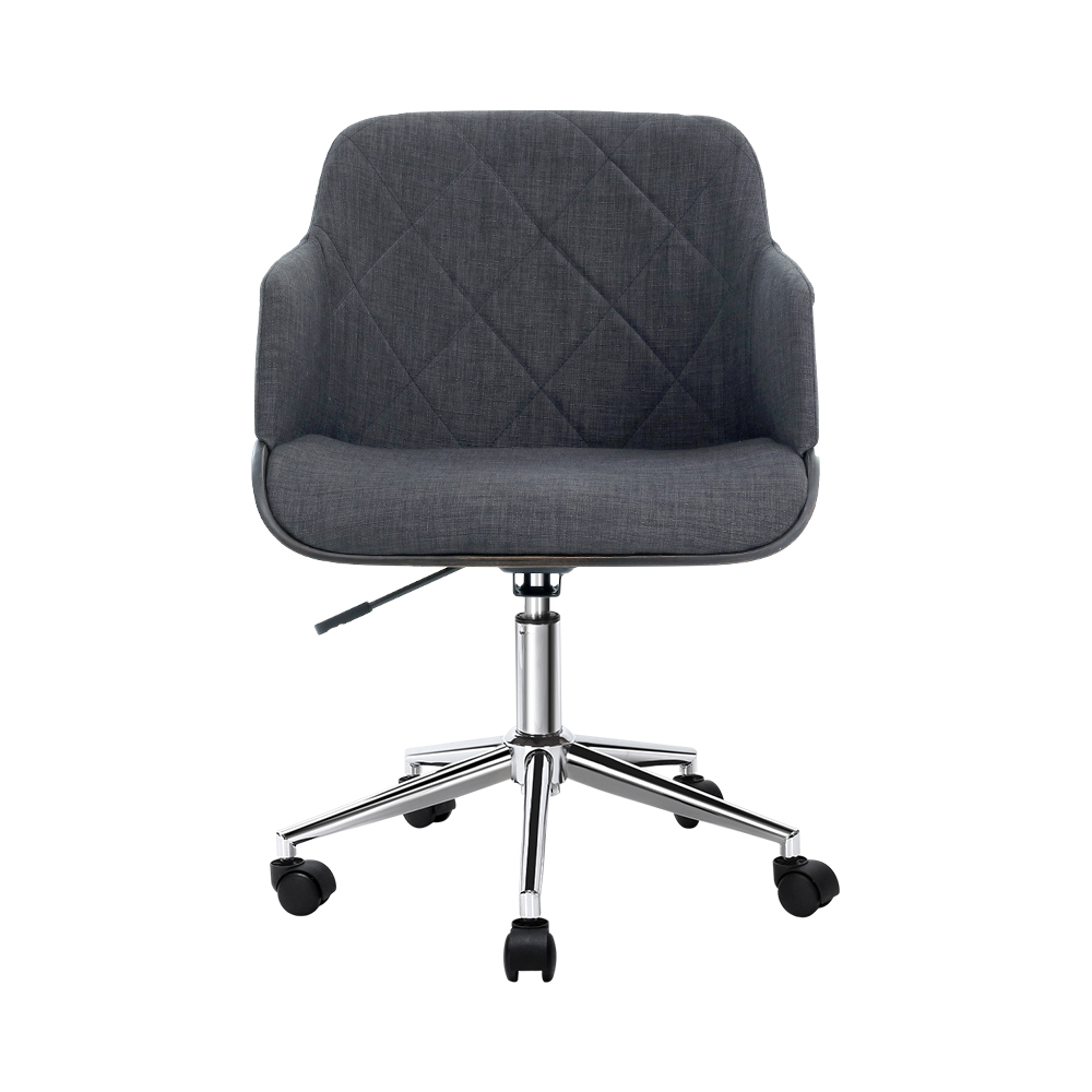 Artiss Wooden Office Chair Fabric Seat Grey - Image 3