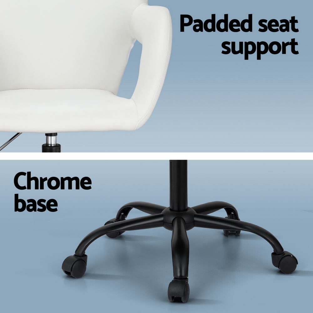 Artiss Office Chair Mid Back White - Image 6