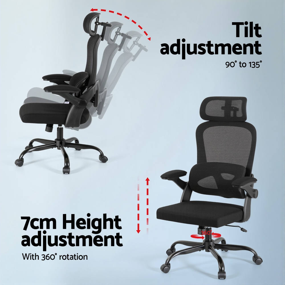 Artiss Ergonomic Office Chair Mesh Chairs Black - Image 7
