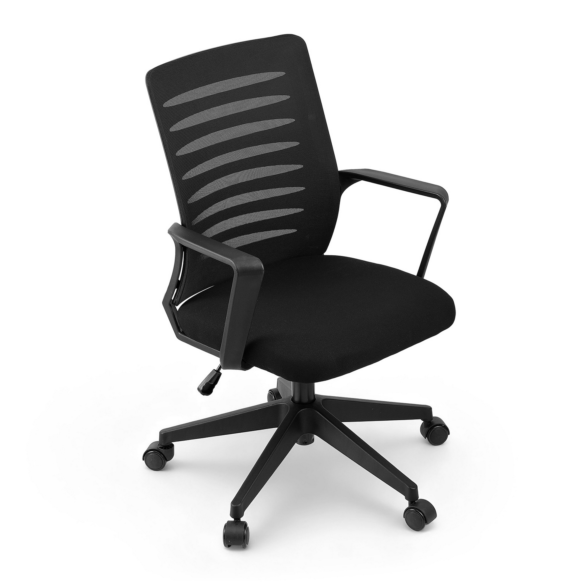 Artiss Ergonomic Office Chair Mesh Computer Desk Chairs with Lumbar Support, Height Adjustment Swivel Chair Mid Back for Home Office Study, Black - Image 1
