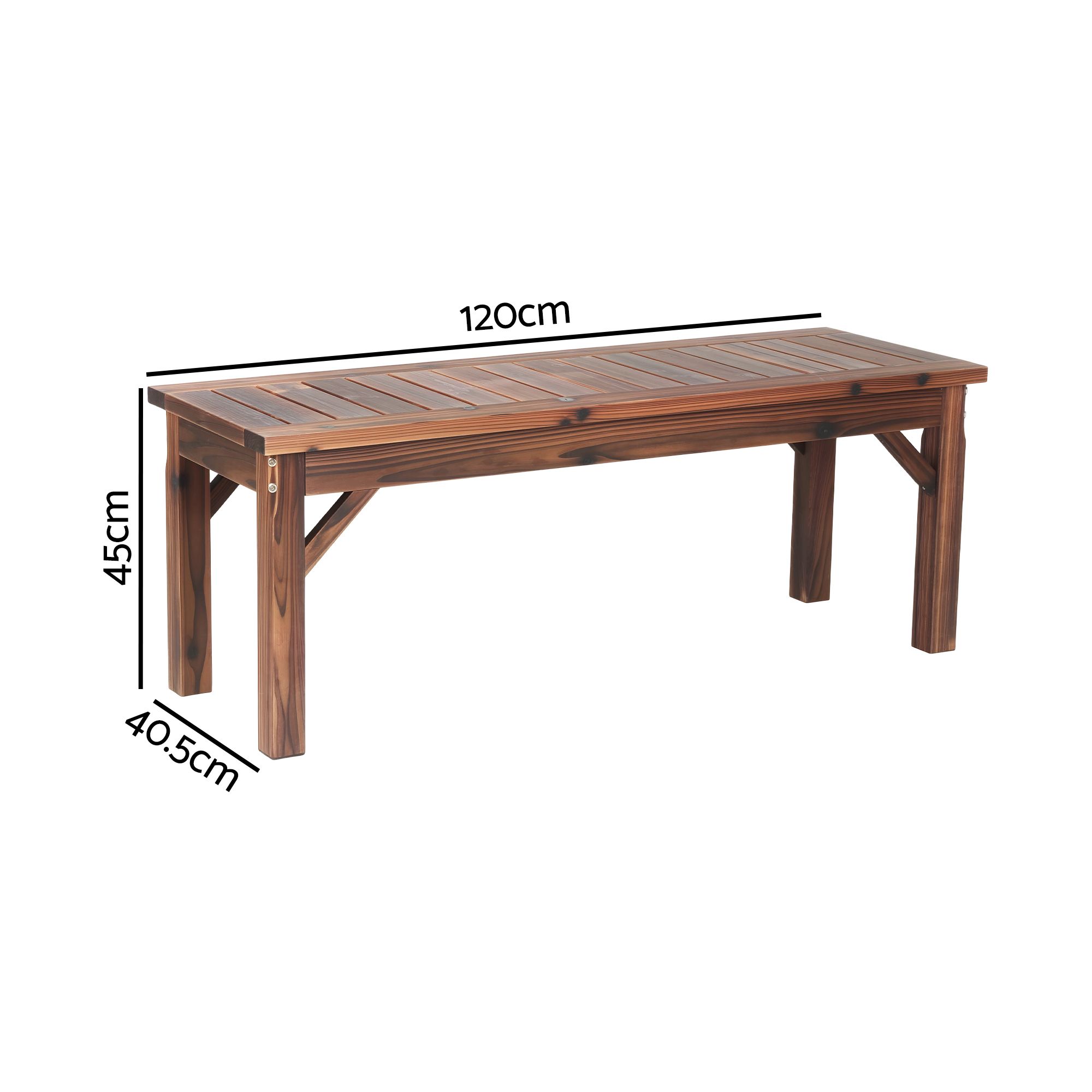 Gardeon Garden Benches Garden Seating Backless Timber Seat 120cm Brown - Image 3