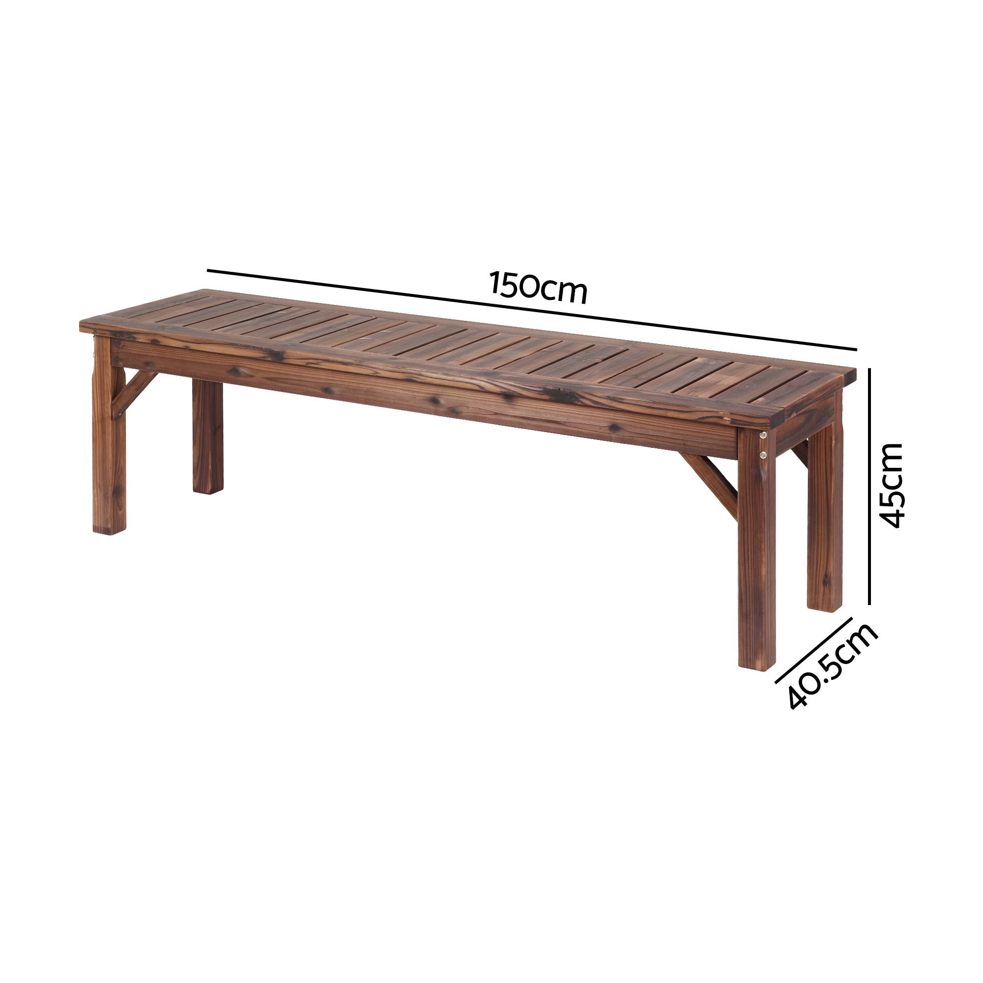Gardeon Garden Benches Garden Seating Backless Timber Seat 150cm Brown - Image 3