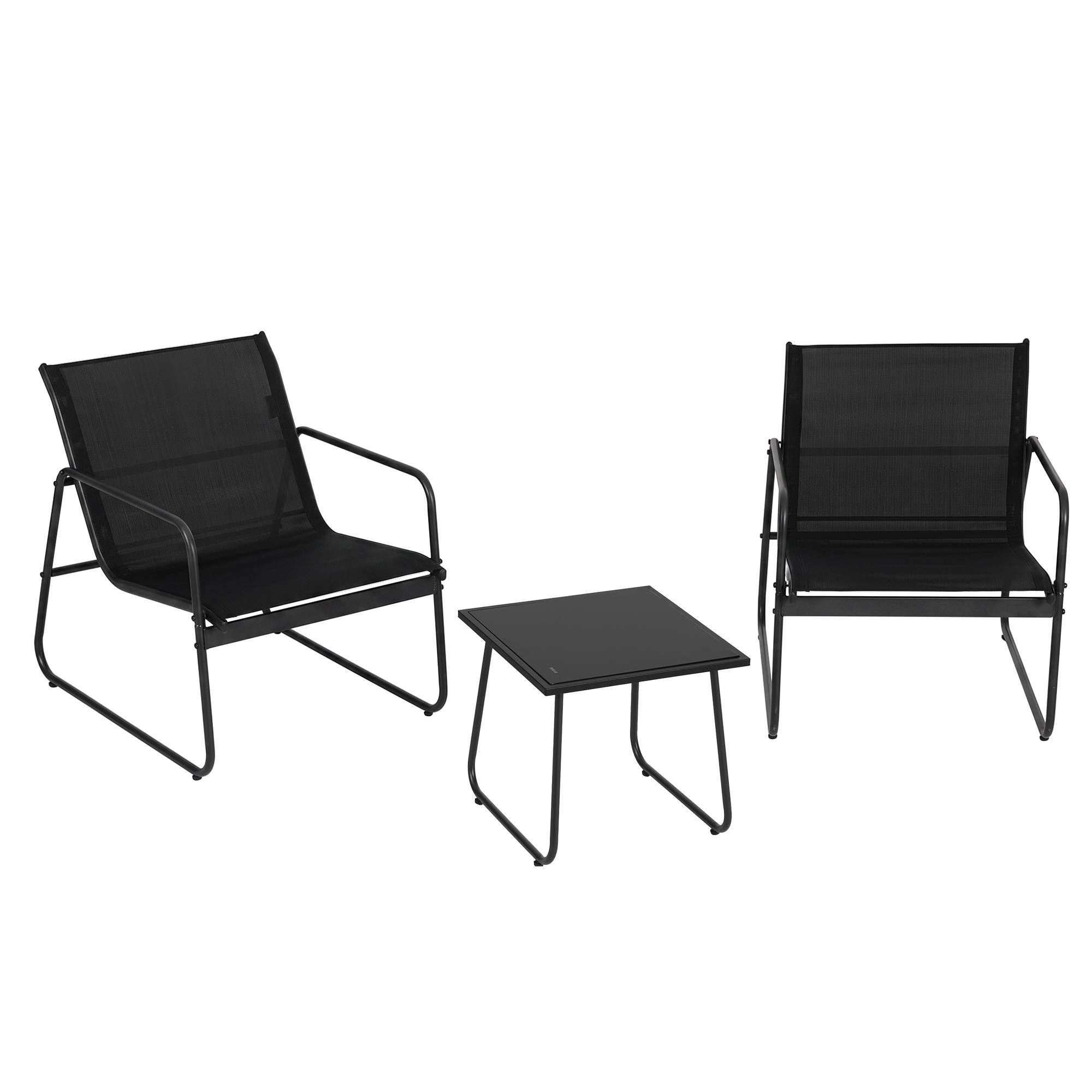 Gardeon Outdoor Bistro Set 3 Piece Patio Furniture Textilene Chairs Glass Table - Image 3