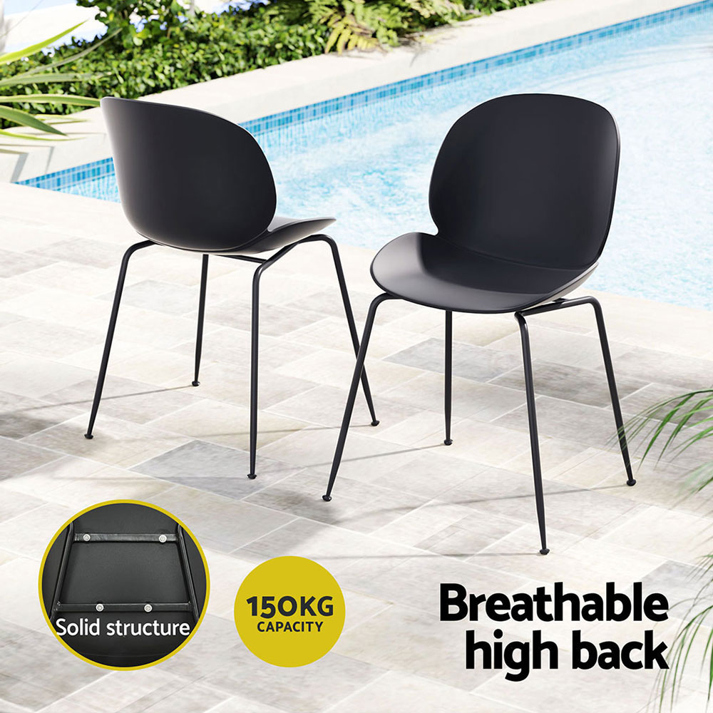 Gardeon 4PC Outdoor Dining Chairs Lounge Chair Patio Garden Furniture Black - Image 5