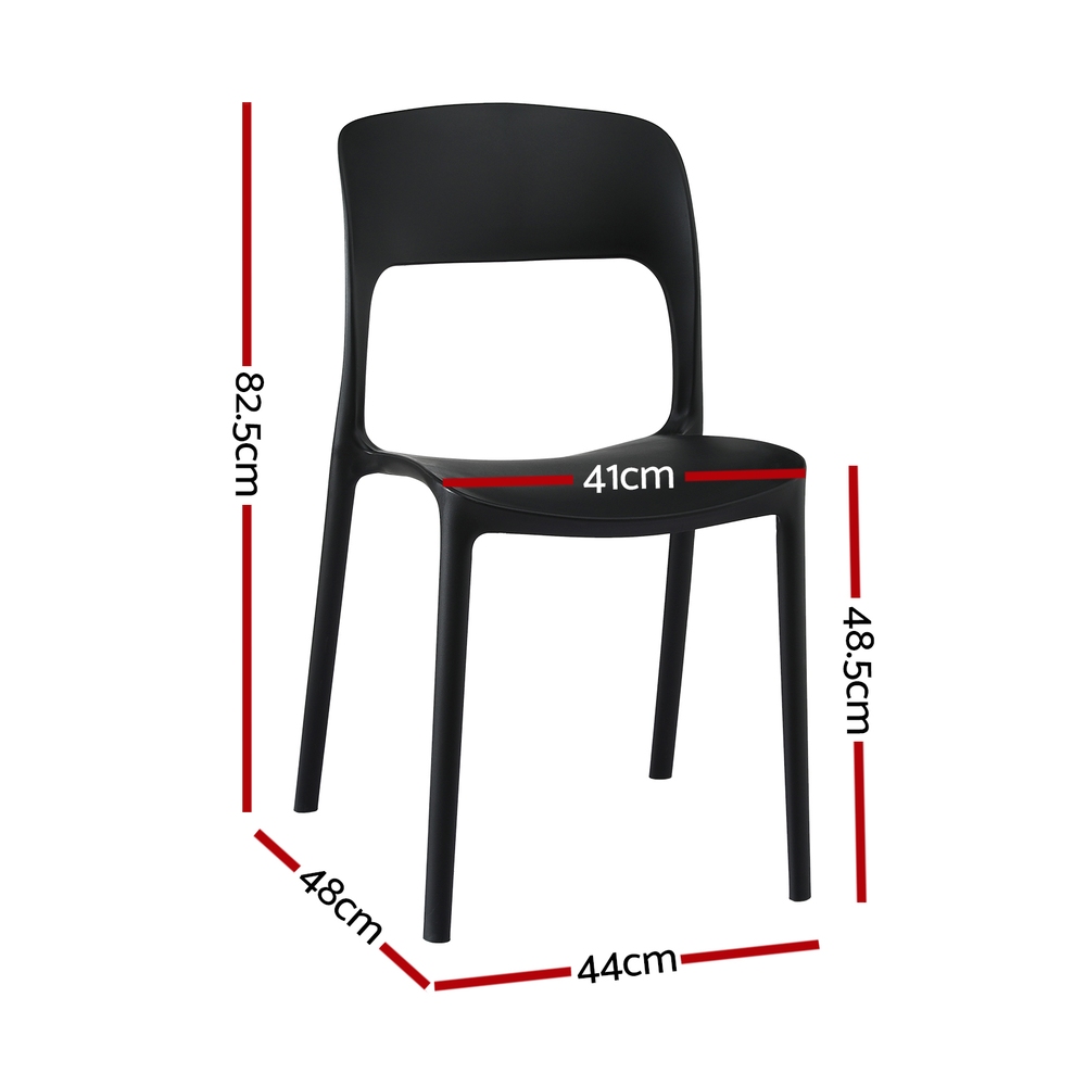 Gardeon 4PC Outdoor Dining Chairs Stackable PP Patio Chair Garden Furniture Black - Image 2
