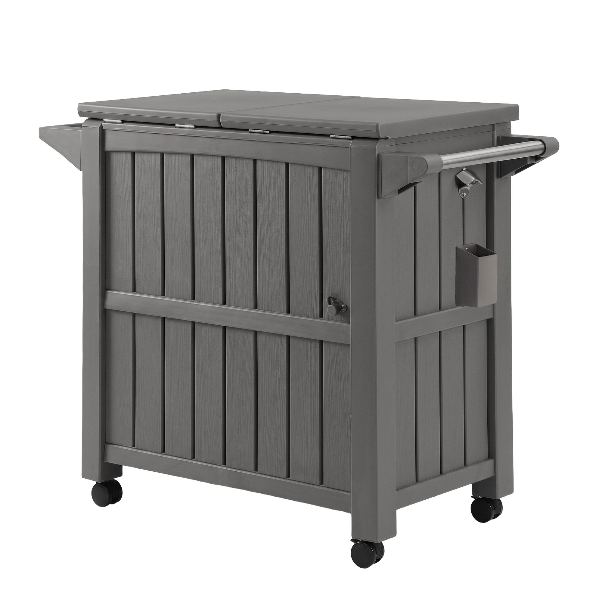 Gardeon Outdoor Storage Cabinet Box 80L Ice Bucket Cooler Rolling Serving Cart Kitchen Trolley Brown - Image 4