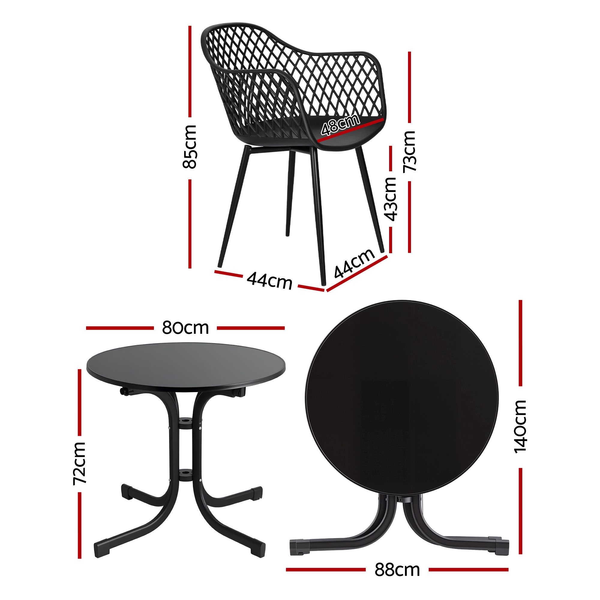 Gardeon 5PCS Outdoor Dining Set Table and Chairs Patio Furniture Garden Diamond Black - Image 2