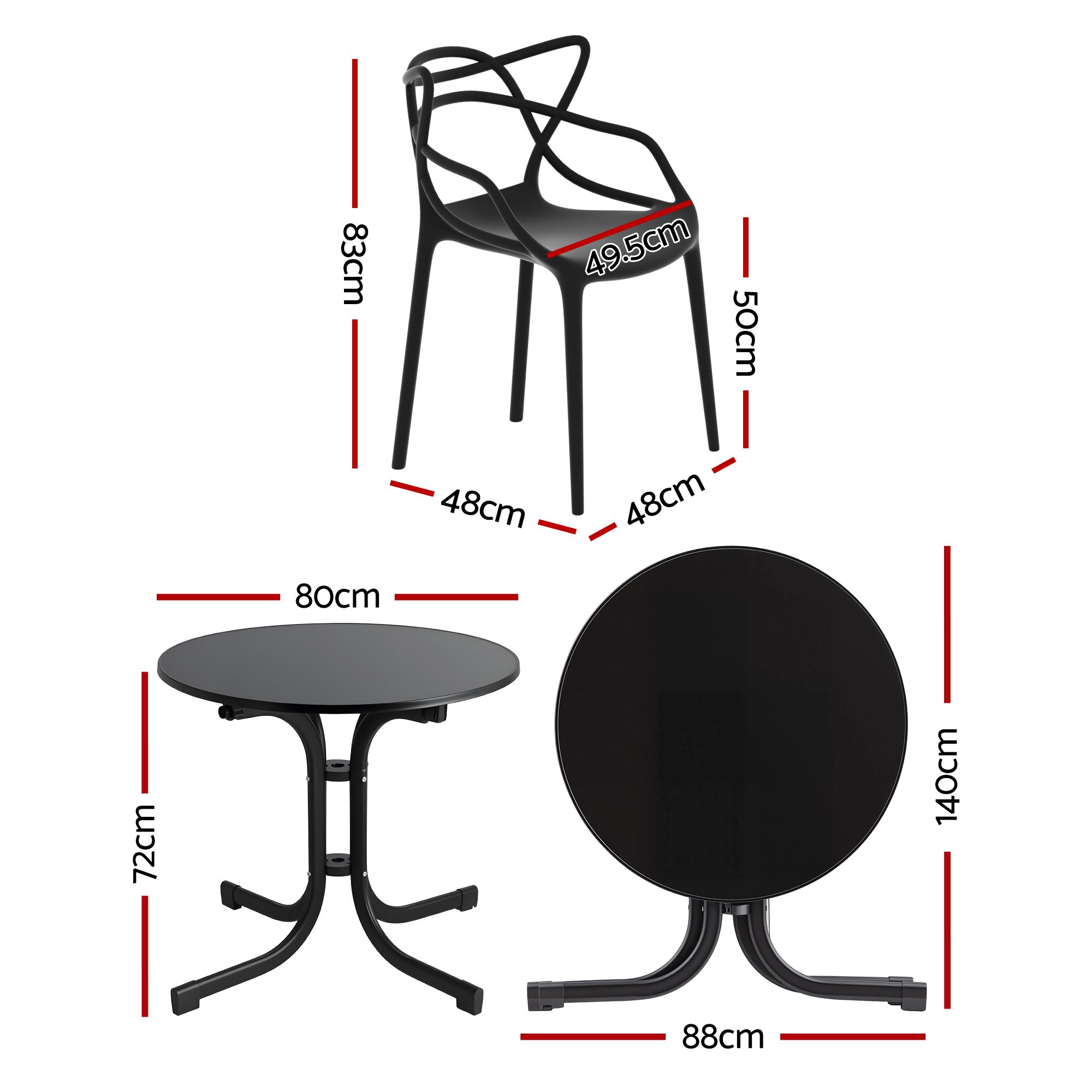 Gardeon 5PCS Outdoor Dining Set Table and Chairs Garden Patio Furniture Entwine Black - Image 2
