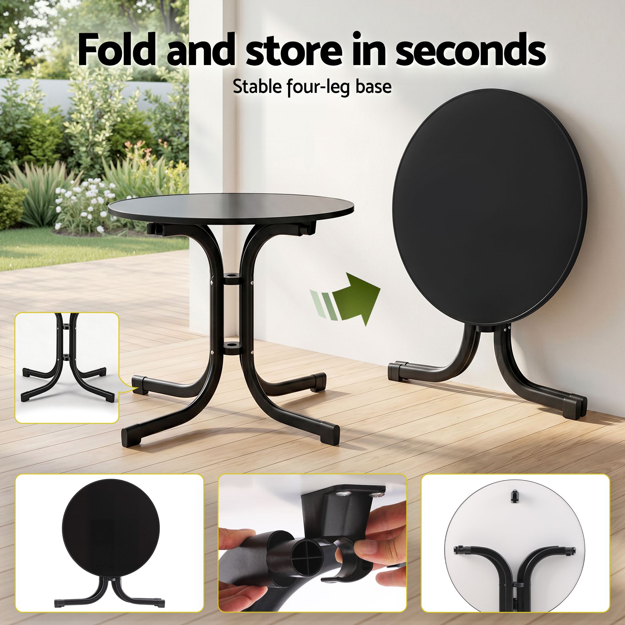 Gardeon 5PCS Outdoor Dining Set Table and Chairs Garden Patio Furniture Entwine Black - Image 5