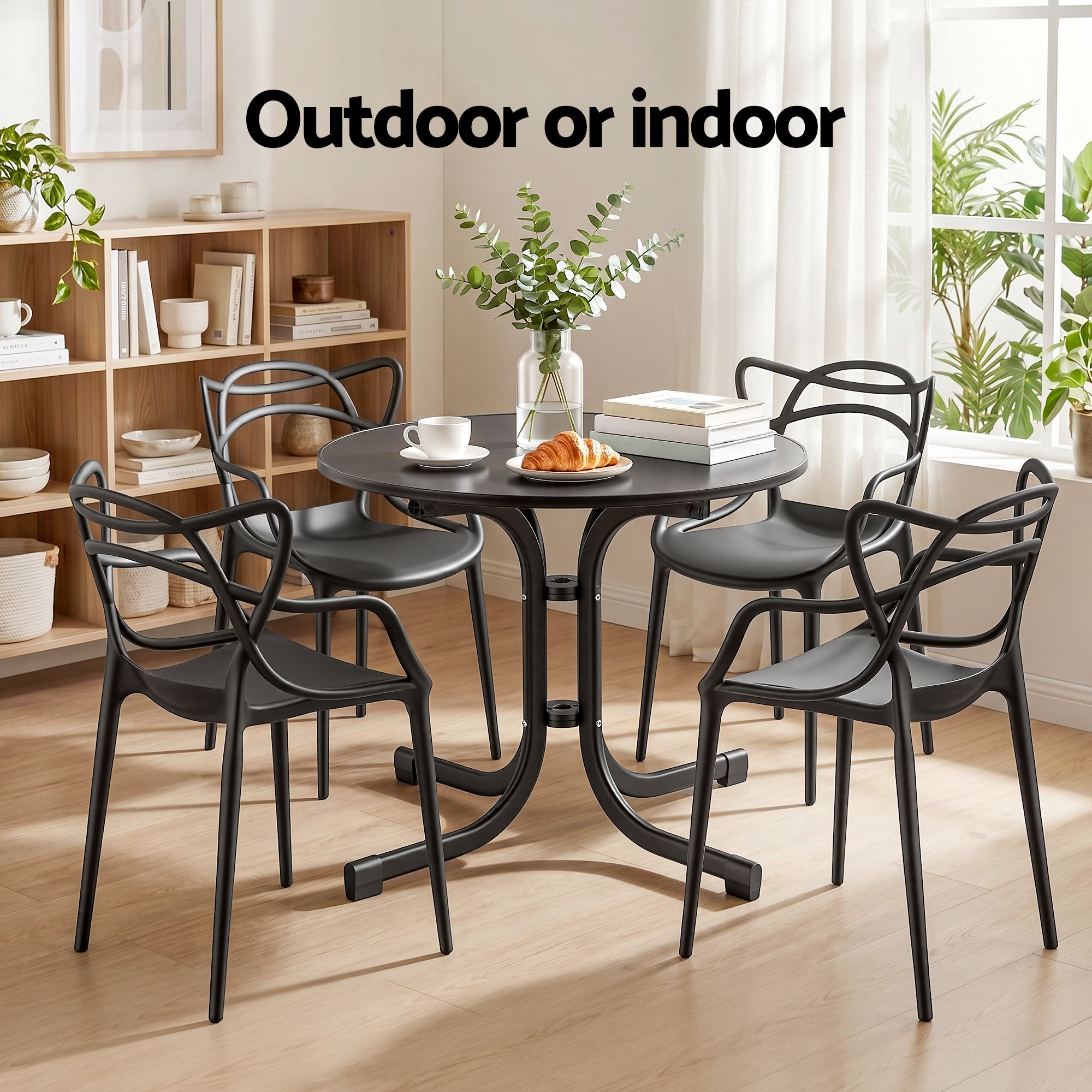 Gardeon 5PCS Outdoor Dining Set Table and Chairs Garden Patio Furniture Entwine Black - Image 8