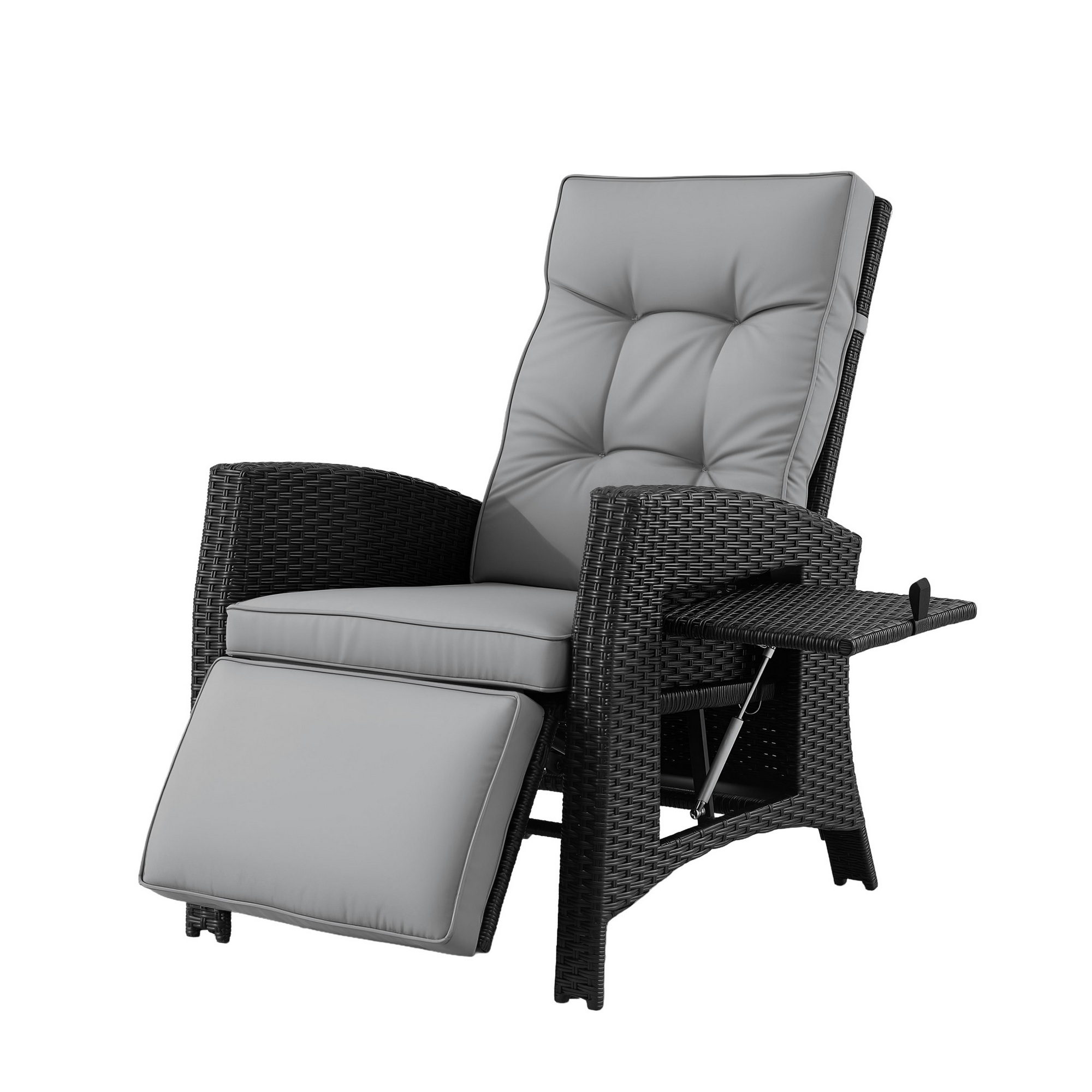 Gardeon Outdoor Recliner Chairs Sun lounge Wicker Lounger Patio Furniture Adjustable Black - Image 8