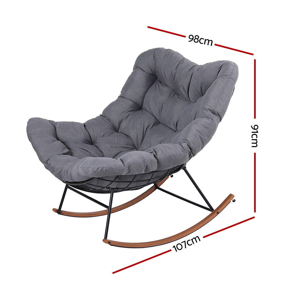 Gardeon Outdoor Rocking Chair Furniture Papasan Recliner Garden Patio Lounge Setting - Image 3