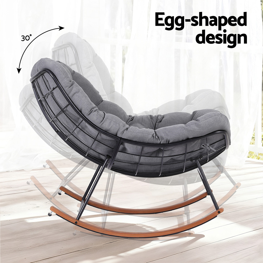 Gardeon Outdoor Rocking Chair Furniture Papasan Recliner Garden Patio Lounge Setting - Image 6