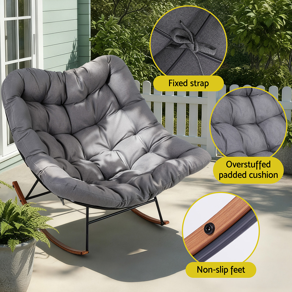 Gardeon Outdoor Rocking Chair Furniture Papasan Recliner Garden Patio Lounge Setting - Image 7