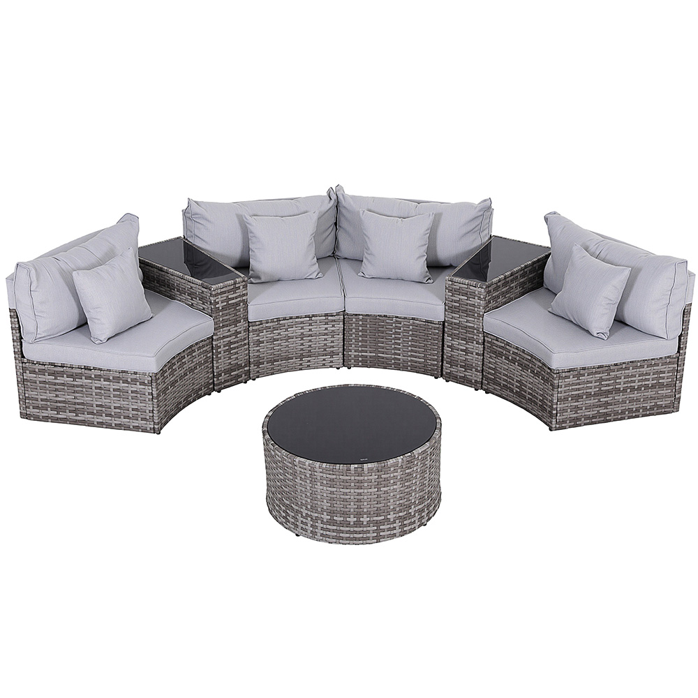 Gardeon 4 Seater Outdoor Sofa Set 7PCS Table Chair Set Garden Rattan Patio Furniture - Image 1
