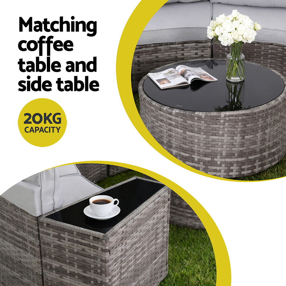 Gardeon 4 Seater Outdoor Sofa Set 7PCS Table Chair Set Garden Rattan Patio Furniture - Image 6