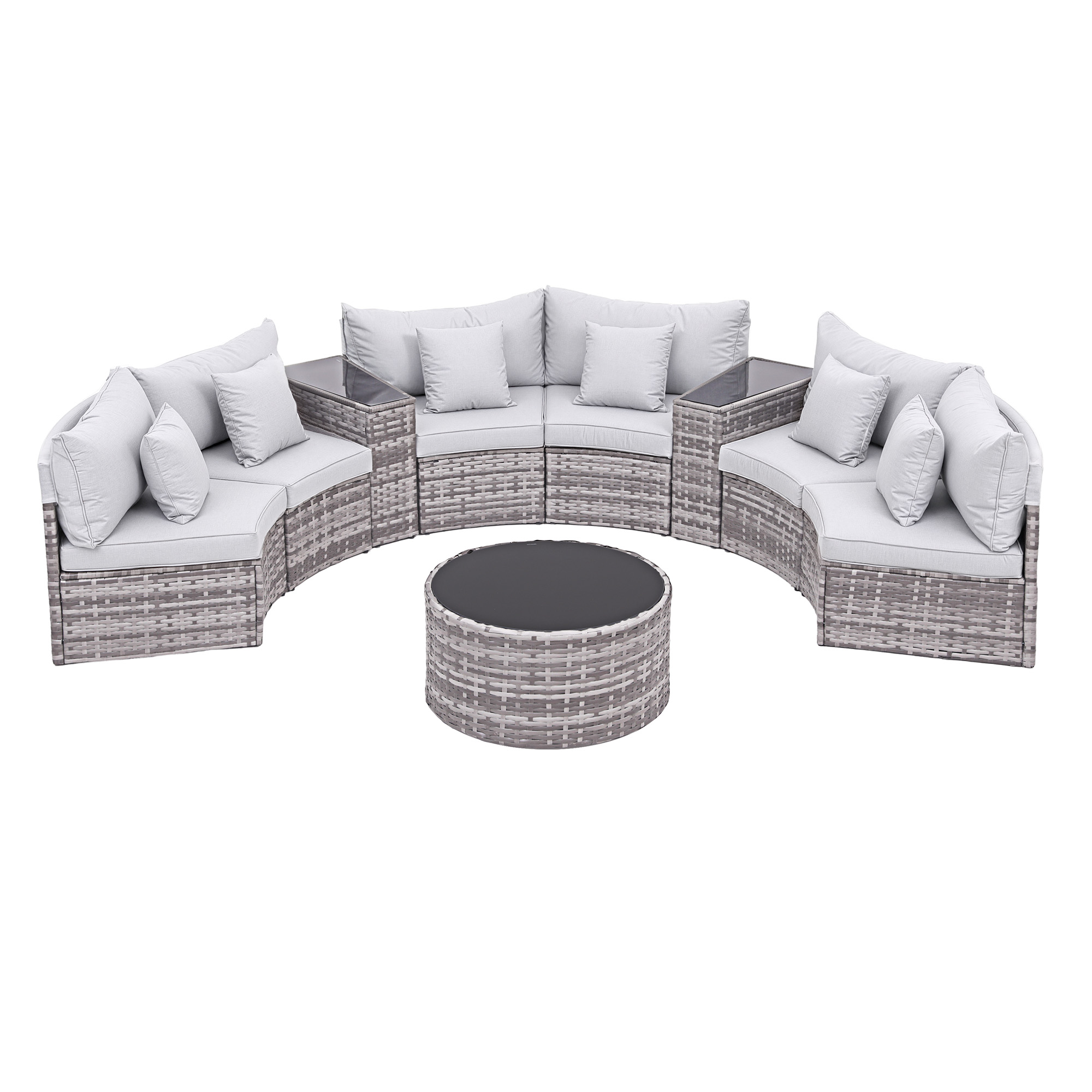 Gardeon 6 Seater Outdoor Sofa Set 9PCS Table Chair Set Garden Rattan Patio Furniture - Image 8