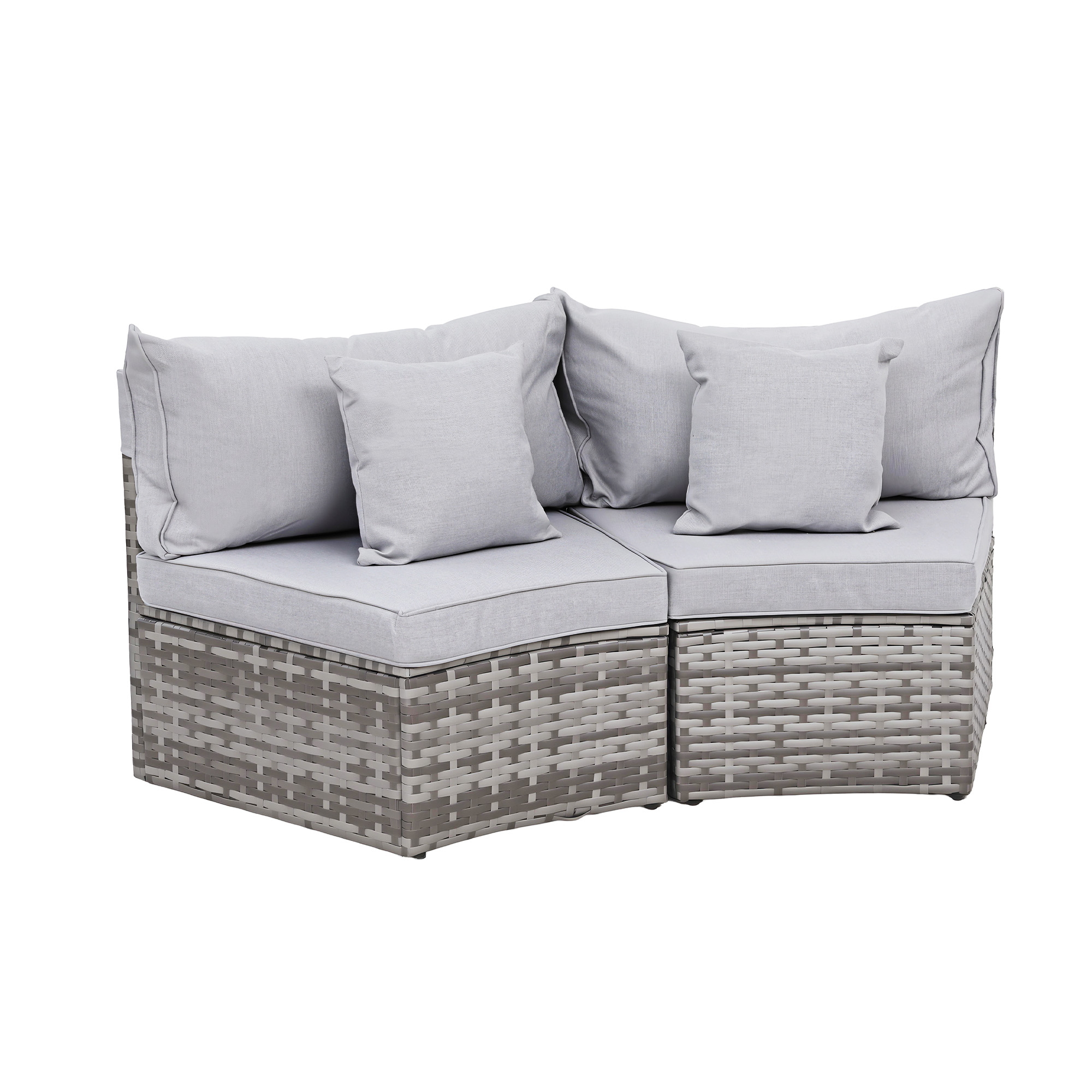Gardeon 2 PCS Outdoor Sofa Set Rattan Modular Chair Garden Patio Furniture Grey - Image 3