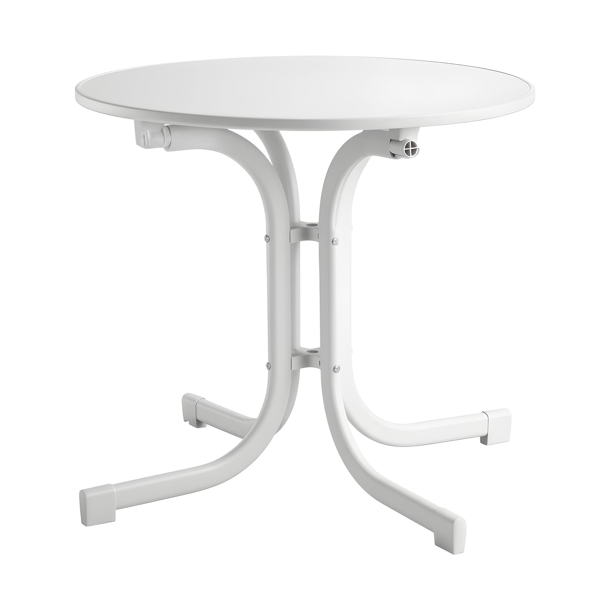 Gardeon Outdoor Side Table 80cm Folding Steel Round Bistro Desk Cafe Patio Furniture White - Image 3