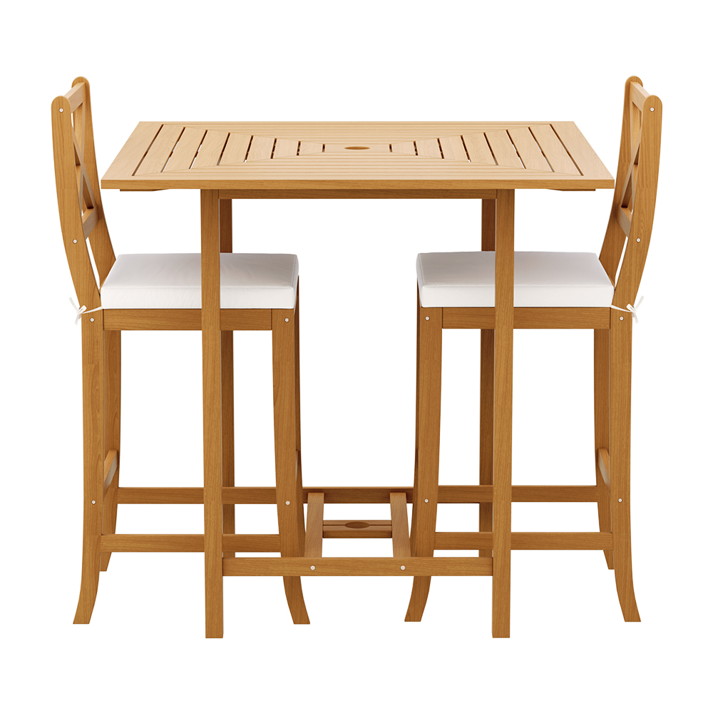 Gardeon 5-Piece Outdoor Bar Set Acacia Wood Bistro Patio Table Stools - Image 3