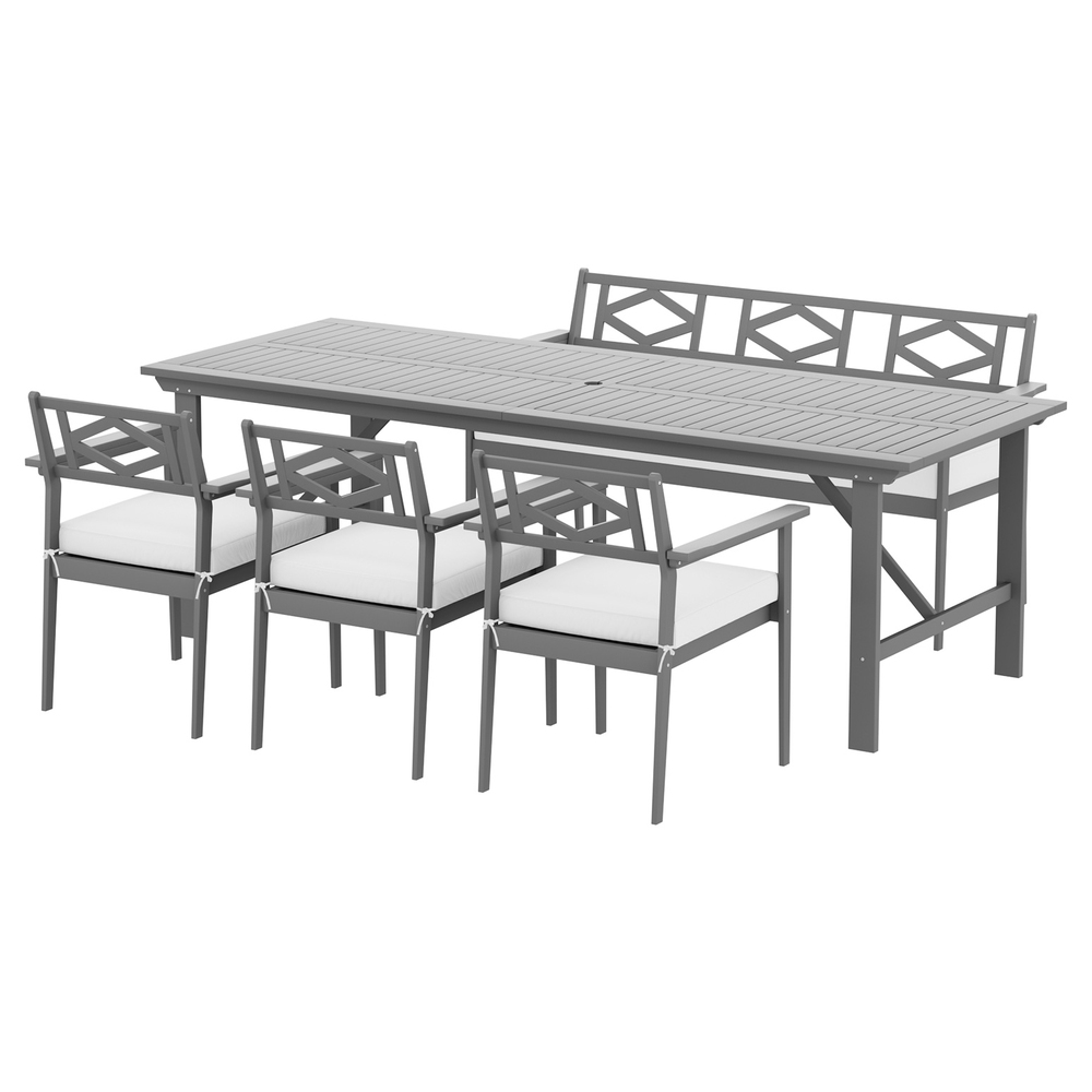Gardeon Outdoor Dining Set 5 Piece Wooden Table Chairs Setting Grey - Image 3