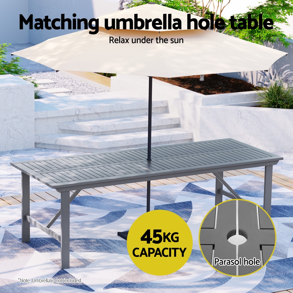 Gardeon Outdoor Dining Set 5 Piece Wooden Table Chairs Setting Grey - Image 6