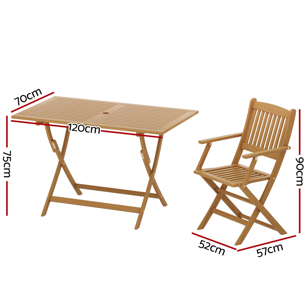 Gardeon Outdoor Dining Set 7 Piece Wooden Table Chairs Setting Foldable - Image 2