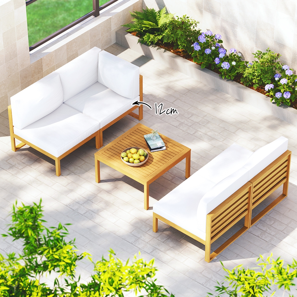 Gardeon 4-Seater Outdoor Sofa Set Wooden Lounge Setting 5PCS - Image 4