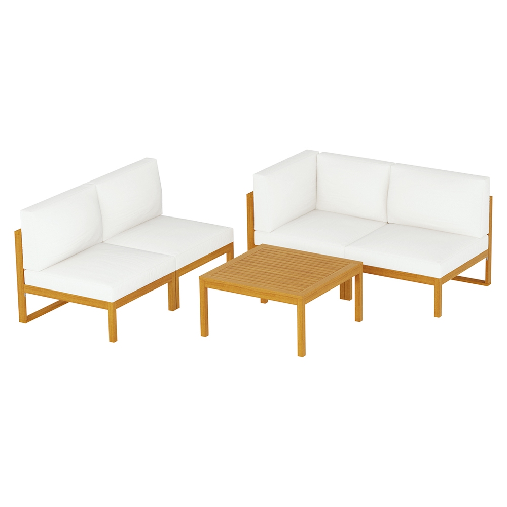 Gardeon 4-Seater Outdoor Sofa Set Wooden Lounge Setting 5PCS - Image 7