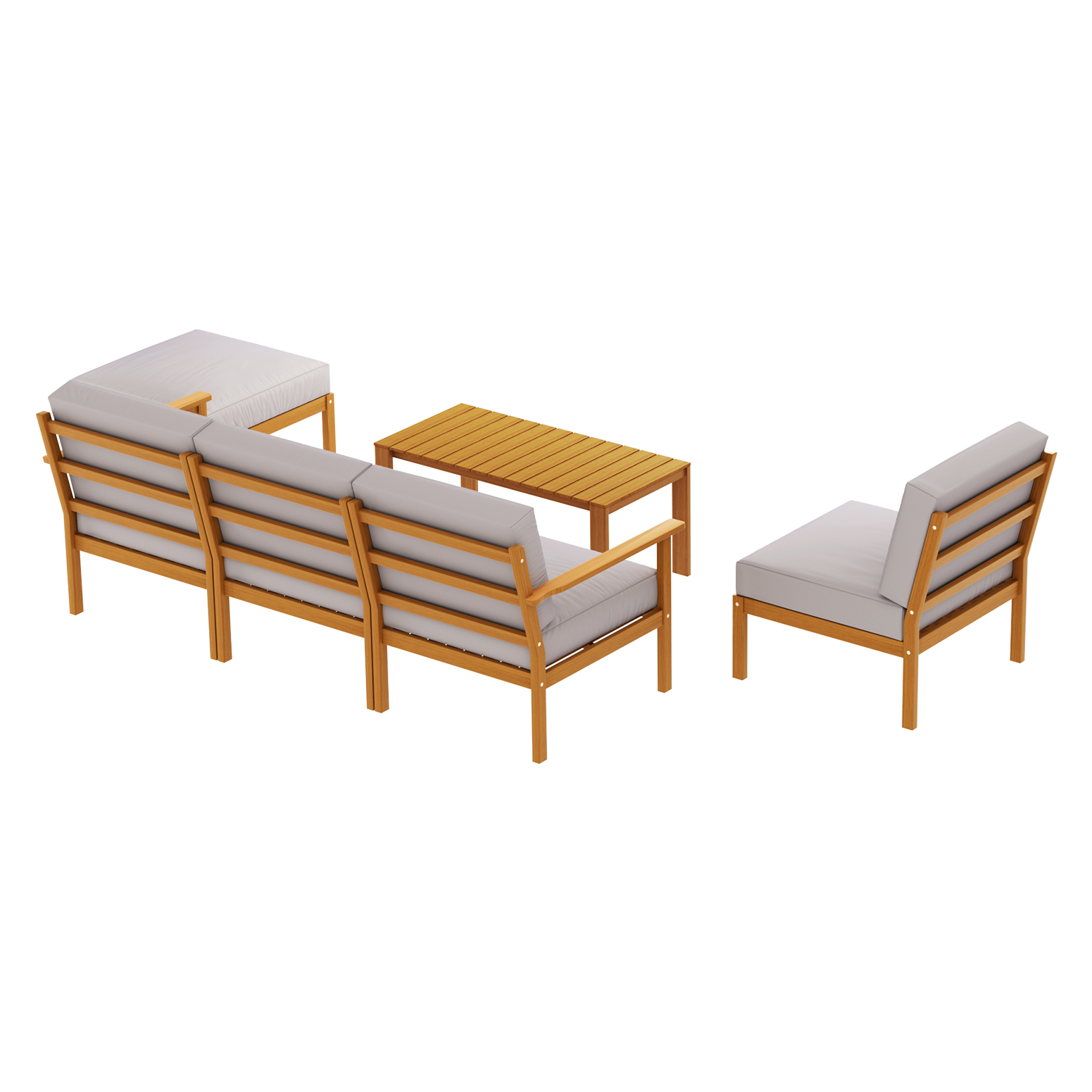 Gardeon 5-Seater Outdoor Sofa Set Wooden Lounge Setting 6PCS - Image 3